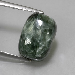 6.35 ct Green Seraphinite Gemstone, Seraphinite Gem in Cushion Cabochon Shape for Sale.