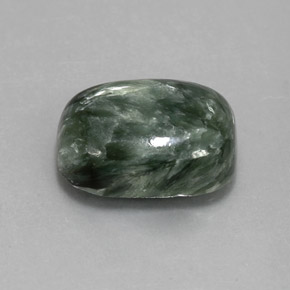 6.35 ct Green Seraphinite Stone, Natural Seraphinite in Cushion Cabochon Shape for Sale