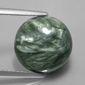 4.66 ct Green Seraphinite Gemstone, Seraphinite Gem in Round Cabochon Shape for Sale.