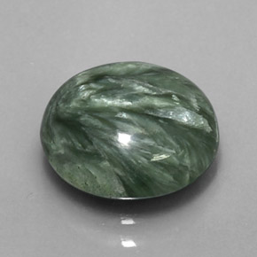 4.66 ct Green Seraphinite Stone, Natural Seraphinite in Round Cabochon Shape for Sale