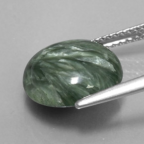 Seraphinite Gemstone in 12 mm (calibrated) Size for Sale, Seraphinite Stone in Green Color