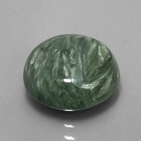 4.84 ct Green Seraphinite Stone, Natural Seraphinite in Round Cabochon Shape for Sale