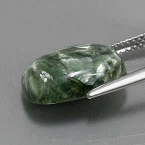 Seraphinite Gemstone in 14 x 10 mm (calibrated) Size for Sale, Seraphinite Stone in Green Color