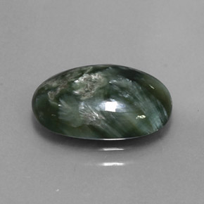 3.20 ct Green Seraphinite Stone, Natural Seraphinite in Oval Cabochon Shape for Sale