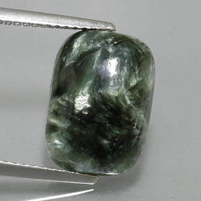 5.73 ct Green Seraphinite Gemstone, Seraphinite Gem in Cushion Cabochon Shape for Sale.