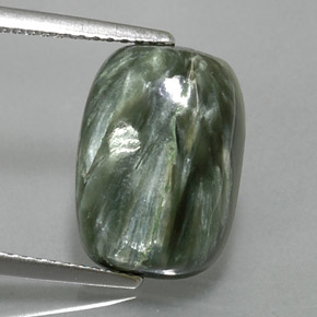 5.80 ct Green Seraphinite Gemstone, Seraphinite Gem in Cushion Cabochon Shape for Sale.