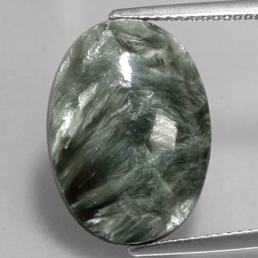 8.22 ct Green Seraphinite Gemstone, Seraphinite Gem in Oval Cabochon Shape for Sale.