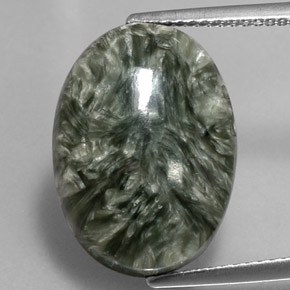 9.70 ct Green Seraphinite Gemstone, Seraphinite Gem in Oval Cabochon Shape for Sale.