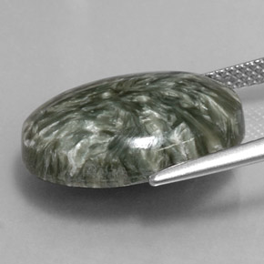 Seraphinite Gemstone in 18 x 13 mm (calibrated) Size for Sale, Seraphinite Stone in Green Color