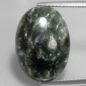 10.02 ct Green Seraphinite Gemstone, Seraphinite Gem in Oval Cabochon Shape for Sale.