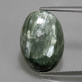 7.65 ct Green Seraphinite Gemstone, Seraphinite Gem in Oval Cabochon Shape for Sale.