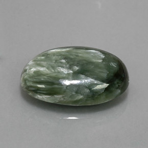 7.65 ct Green Seraphinite Stone, Natural Seraphinite in Oval Cabochon Shape for Sale