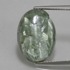 8.60 ct Green Seraphinite Gemstone, Seraphinite Gem in Oval Cabochon Shape for Sale.