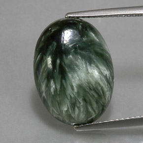8.39 ct Green Seraphinite Gemstone, Seraphinite Gem in Oval Cabochon Shape for Sale.