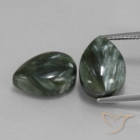 11.87 ct Pear Seraphinite, 14 x 9.9 mm From Russia, Photo A