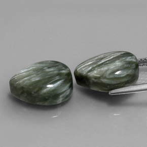 Seraphinite Gemstones in 13.6 x 9.8 mm Size for Sale, Seraphinite Stones in Multicolor Green Color