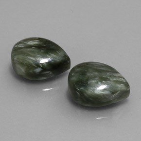 11.77 ct Green Seraphinite Stone, Natural Seraphinite in Pear Cabochon Shape for Sale