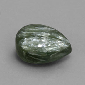 6.37 ct Green Seraphinite Stone, Natural Seraphinite in Pear Cabochon Shape for Sale