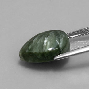 Seraphinite Gemstone in 13.9 x 9.7 mm Size for Sale, Seraphinite Stone in Green Color
