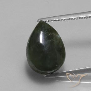 Seraphinite Vert pear cabochon De Russie, 13,9 x 9,9mm, poids de 5,86 ct, pierre gemme naturelle Non traité de pureté Opaque , 1 pièce Seraphinite, couleur Forêt verte, dureté Mohs de 2 à 4, Photo A