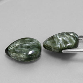Seraphinite Gemstones in 13.9 x 9.9 mm Size for Sale, Seraphinite Stones in Multicolor Green Color