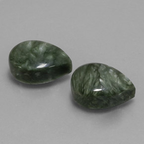 12.58 ct Green Seraphinite Stone, Natural Seraphinite in Pear Cabochon Shape for Sale