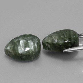 Seraphinite Gemstone in 14 x 10 mm Size for Sale, Seraphinite Stone in Green Color
