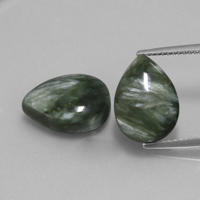 11.10 ct Green Seraphinite Gemstone, Seraphinite Gem in Pear Cabochon Shape for Sale.