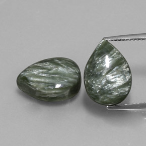 11.35 ct Green Seraphinite Gemstone, Seraphinite Gem in Pear Cabochon Shape for Sale.