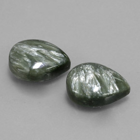 11.35 ct Green Seraphinite Stone, Natural Seraphinite in Pear Cabochon Shape for Sale