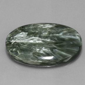 51.91 ct Green Seraphinite Stone, Natural Seraphinite in Oval Cabochon Shape for Sale