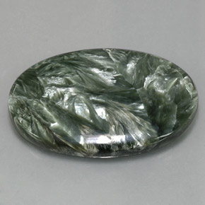 37.48 ct Green Seraphinite Stone, Natural Seraphinite in Oval Cabochon Shape for Sale