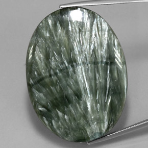 54.90 ct Green Seraphinite Gemstone, Seraphinite Gem in Oval Cabochon Shape for Sale.