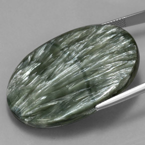 Seraphinite Gemstone in 39.4 x 29.2 mm Size for Sale, Seraphinite Stone in Green Color