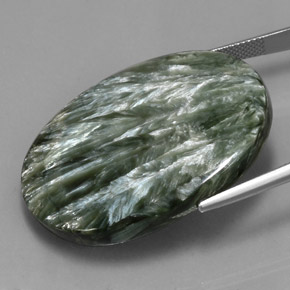 Seraphinite Gemstone in 38.6 x 29 mm Size for Sale, Seraphinite Stone in Green Color