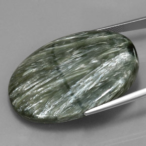 Seraphinite Gemstone in 38.4 x 28.5 mm Size for Sale, Seraphinite Stone in Green Color