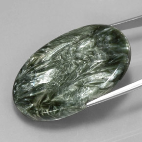Seraphinite Gemstone in 39.9 x 28.4 mm Size for Sale, Seraphinite Stone in Green Color