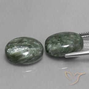 Seraphinite Gemstones in 14 x 10 mm (calibrated) Size for Sale, Seraphinite Stones in Medium Green Color