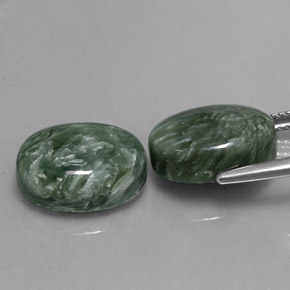 Seraphinite Gemstones in 14 x 10 mm (calibrated) Size for Sale, Seraphinite Stones in Medium Green Color