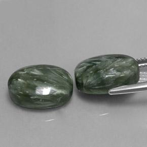 Seraphinite Gemstones in 14 x 10 mm (calibrated) Size for Sale, Seraphinite Stones in Multicolor Green Color