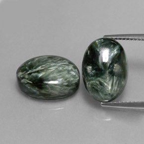 12.12 ct Green Seraphinite Gemstone, Seraphinite Gem in Oval Cabochon Shape for Sale.