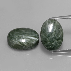 13.16 ct Green Seraphinite Gemstone, Seraphinite Gem in Oval Cabochon Shape for Sale.