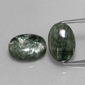 Army Green Seraphinite Gem - 6.7ct Oval Cabochon (ID: 336102)