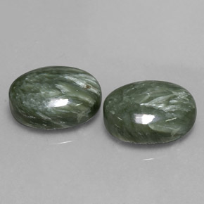 13.31 ct Green Seraphinite Stone, Natural Seraphinite in Oval Cabochon Shape for Sale