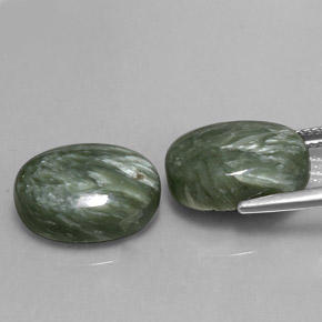Seraphinite Gemstone in 14 x 10 mm (calibrated) Size for Sale, Seraphinite Stone in Green Color