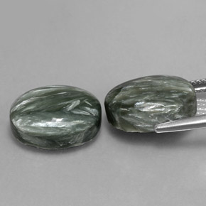 Seraphinite Gemstones in 14 x 10 mm (calibrated) Size for Sale, Seraphinite Stones in Army Green Color
