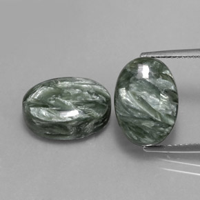 13.13 ct Green Seraphinite Gemstone, Seraphinite Gem in Oval Cabochon Shape for Sale.