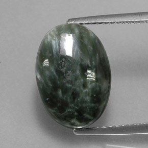 7.19 ct Green Seraphinite Gemstone, Seraphinite Gem in Oval Cabochon Shape for Sale.