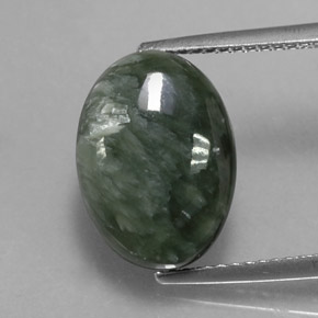 6.53 ct Green Seraphinite Gemstone, Seraphinite Gem in Oval Cabochon Shape for Sale.