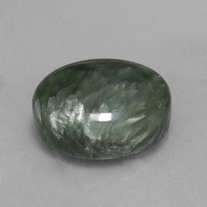 6.53 ct Green Seraphinite Stone, Natural Seraphinite in Oval Cabochon Shape for Sale